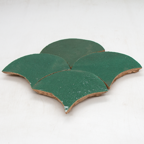 SAM Zellige Vert Foncee Poisson Echelles 10x10cm