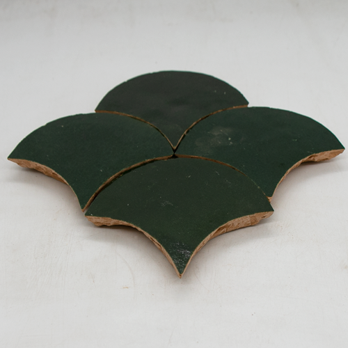SAM Zellige Vert Mousse Poisson Echelles 10x10cm
