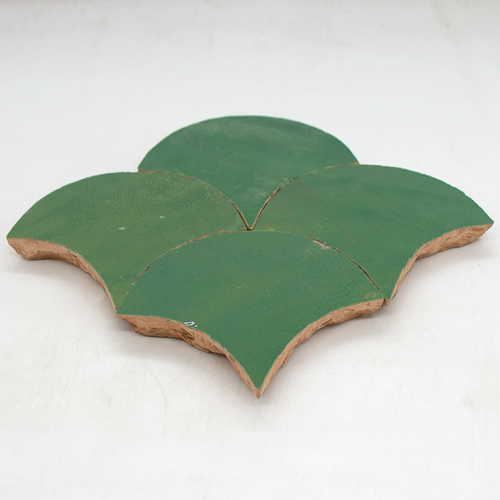 SAM Zellige Vert Pomme Poisson Echelles 10x10cm