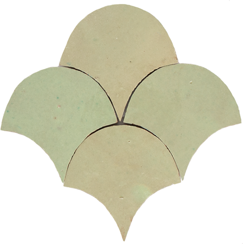 Zellige Vert Vieux Poisson Echelles 10x10cm